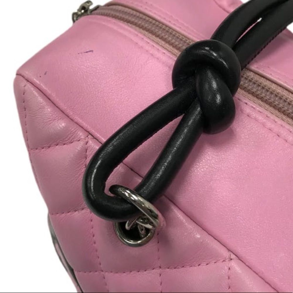 Chanel pink black quilter leather Cambon bowler tote bag / shoulder bag - Picture 13 of 16